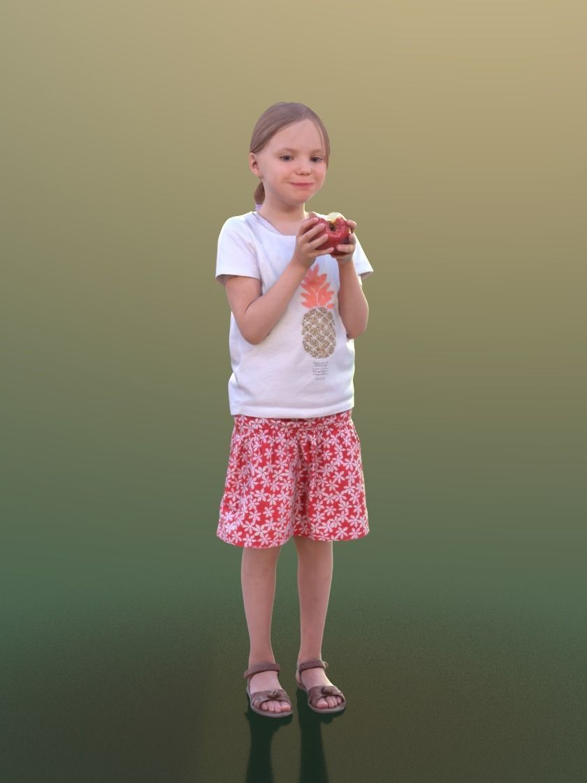 Lilly 10213 - Standing Girl Eating Apple Low-poly 3D model_1
