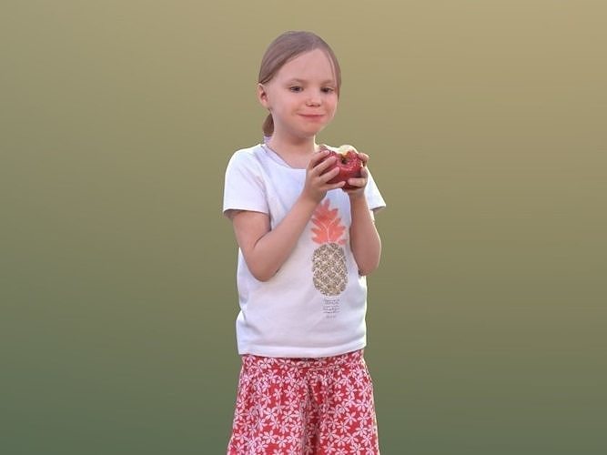 Lilly 10213 - Standing Girl Eating Apple Low-poly 3D model