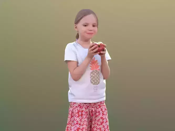 Lilly 10213 - Standing Girl Eating Apple Low-poly 3D model