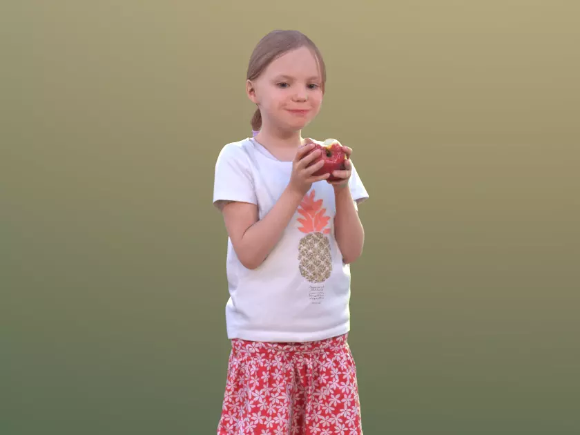 Lilly 10213 - Standing Girl Eating Apple Low-poly 3D model_0