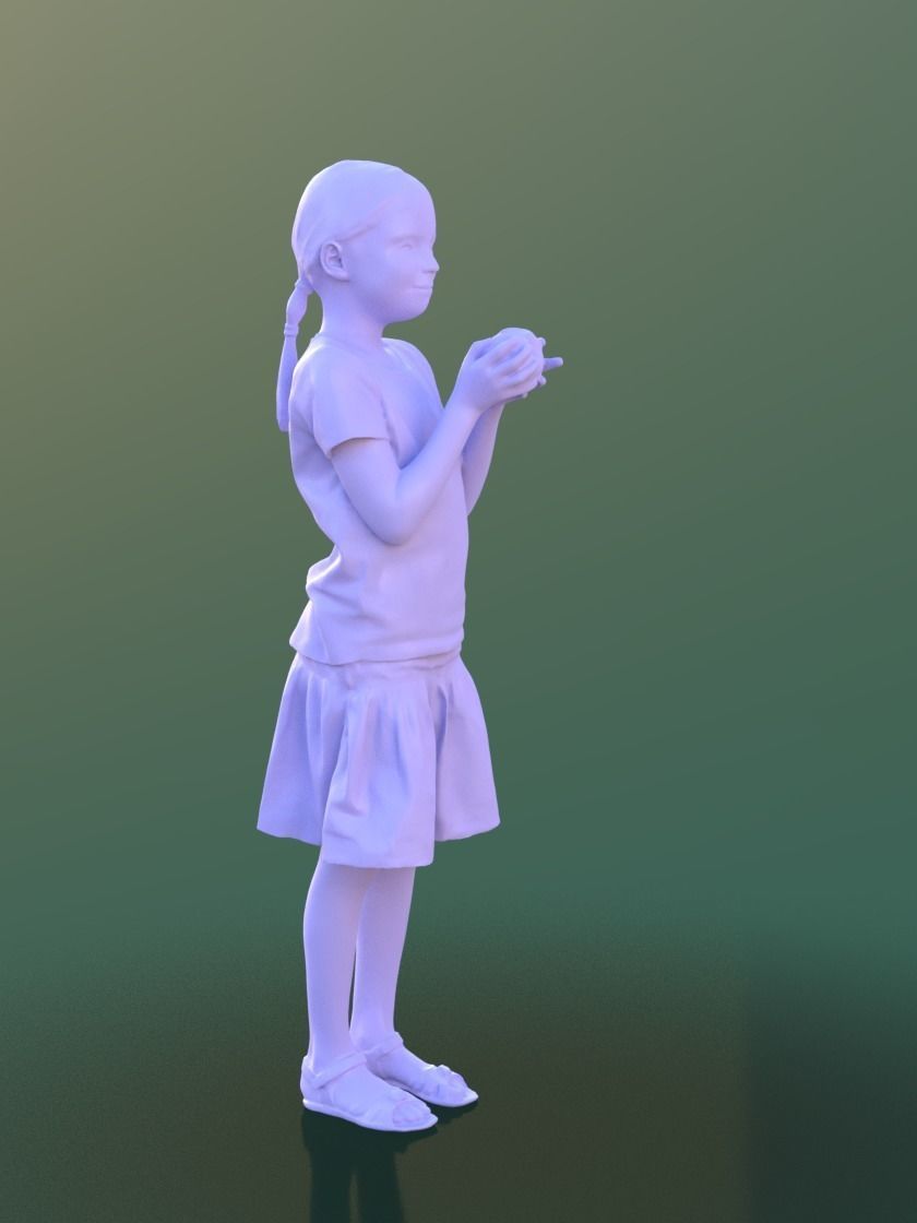 Lilly 10213 - Standing Girl Eating Apple Low-poly 3D model_4