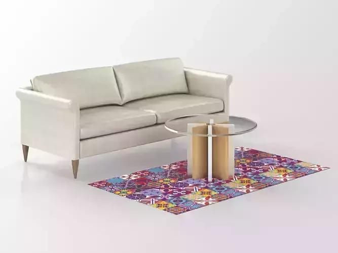 Leather sofa and table