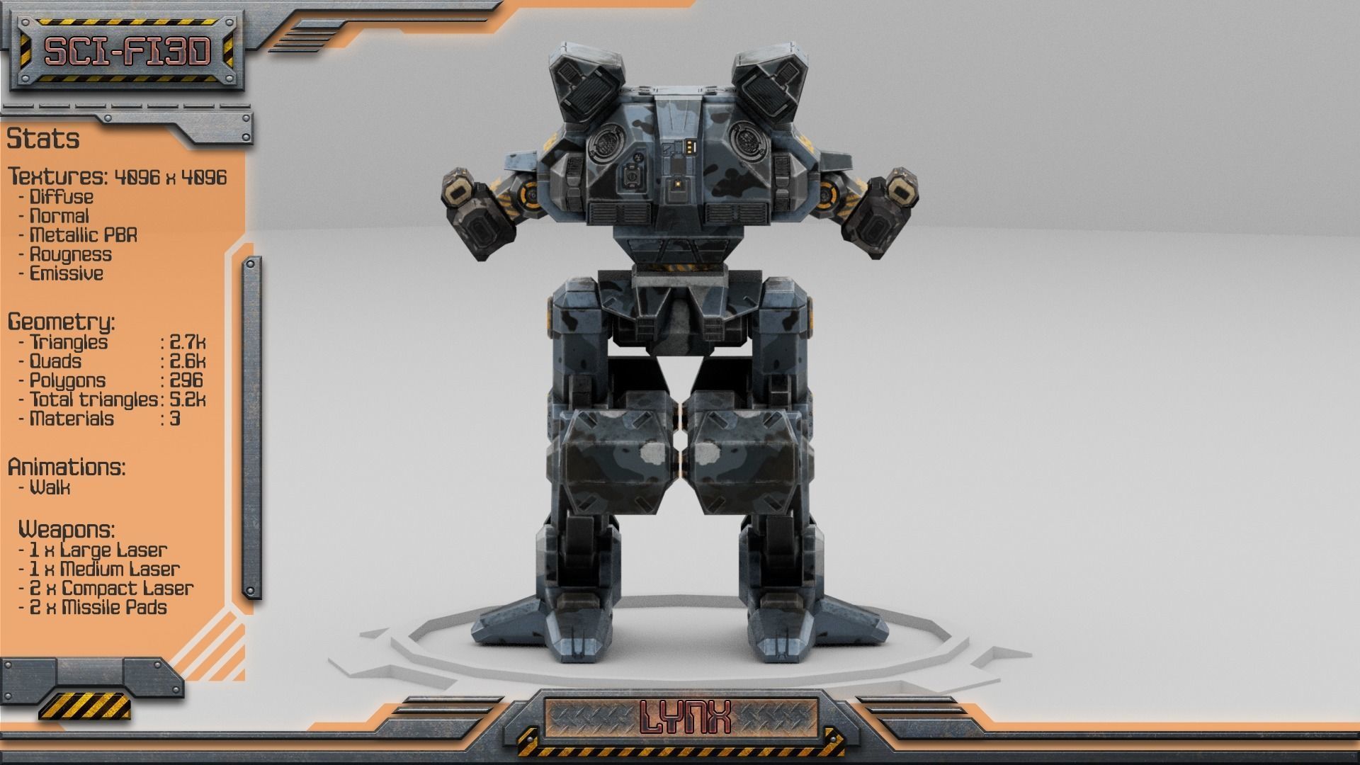 Lynx BattleMech Low-poly 3D model_4