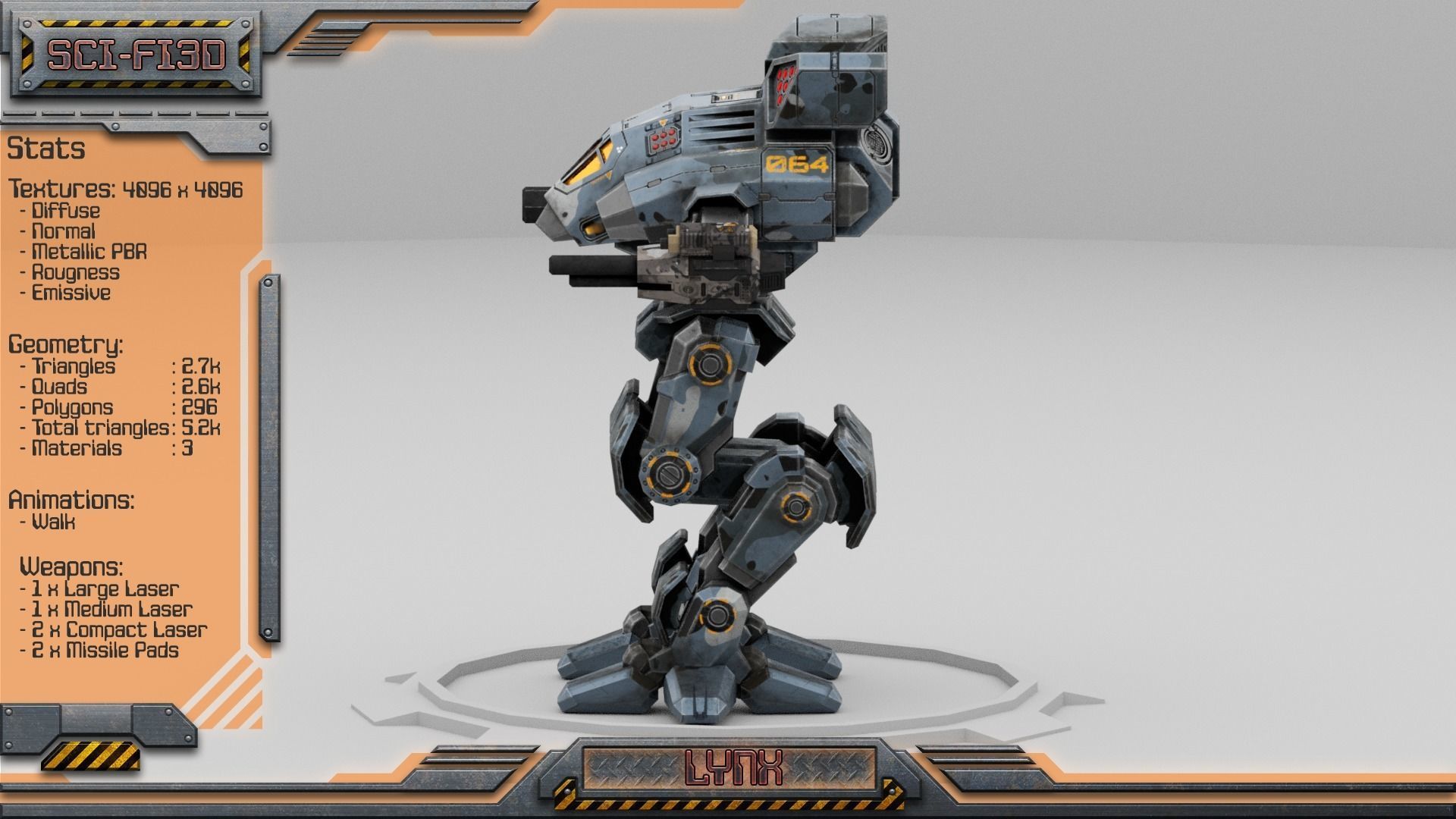 Lynx BattleMech Low-poly 3D model_2