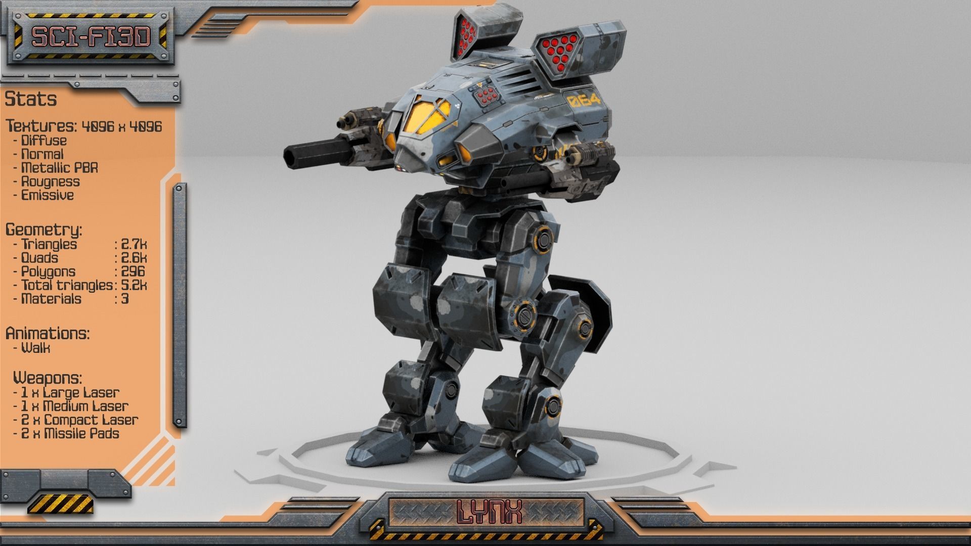 Lynx BattleMech Low-poly 3D model_1