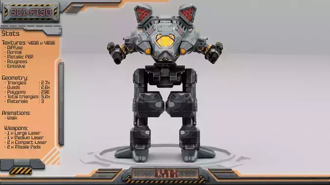 Lynx BattleMech Low-poly 3D model