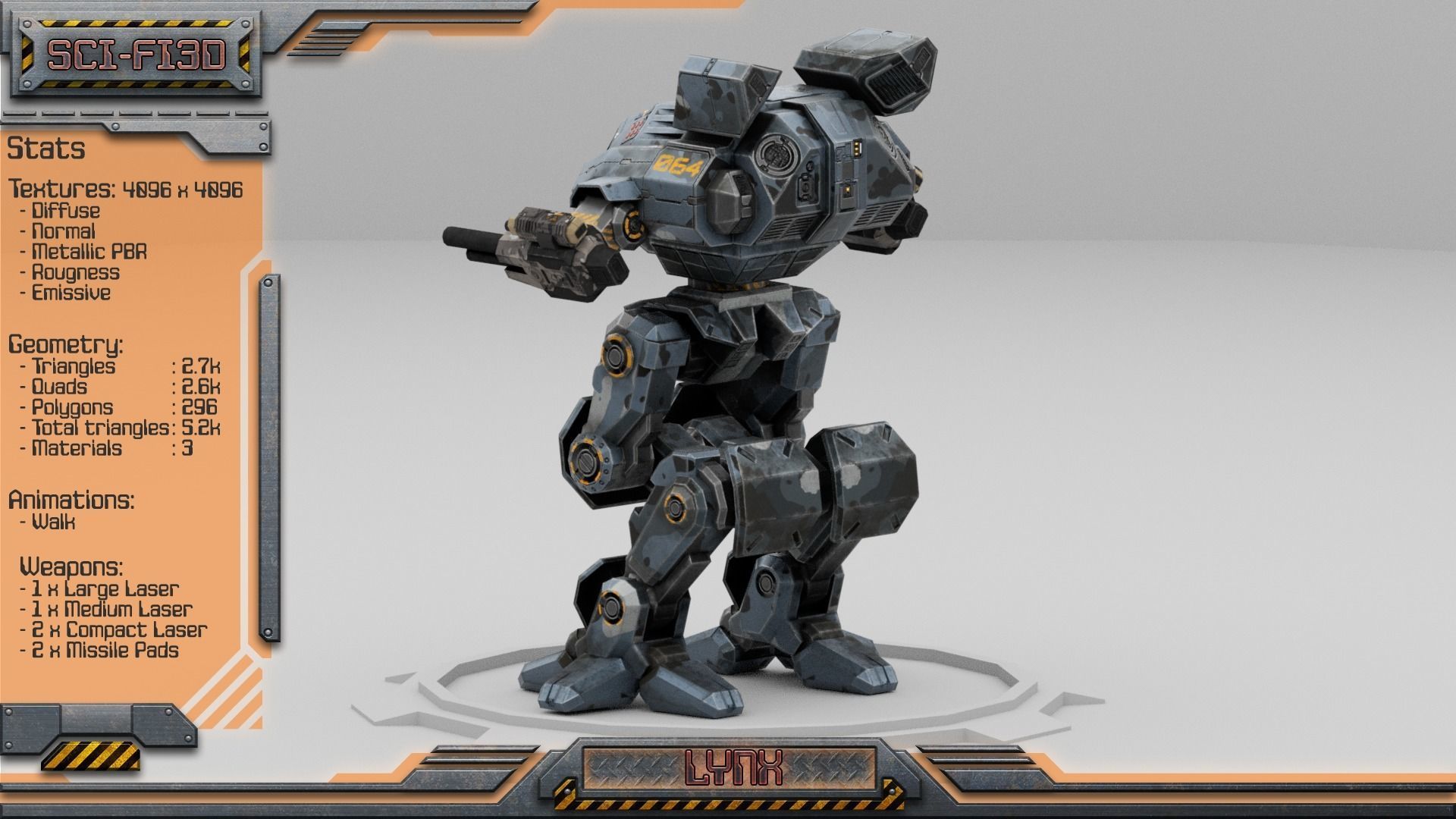 Lynx BattleMech Low-poly 3D model_3