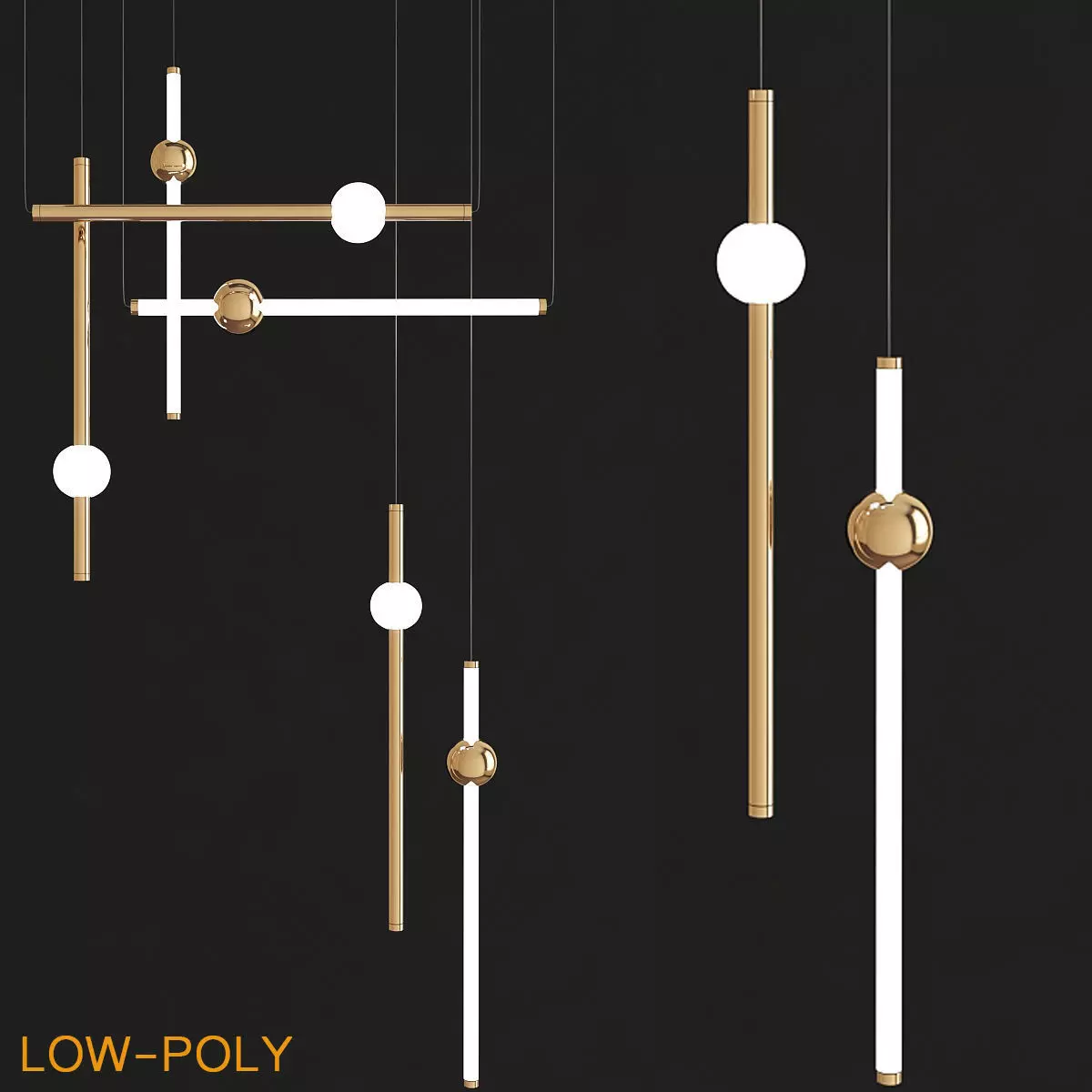 Orion Light Lee Broom chandelier low poly 3d model Low-poly 3D model_0