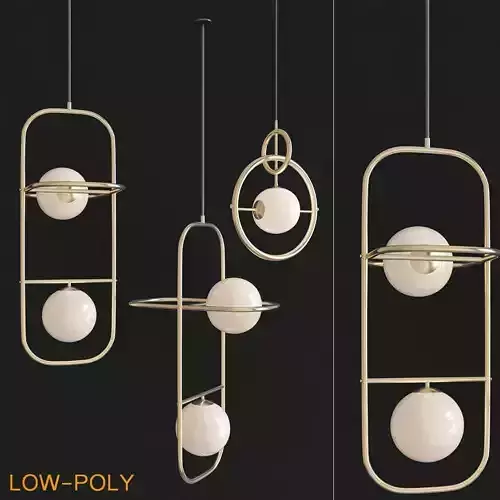 China Contemporary Gold Hanging Light Lamp low poly 3d model