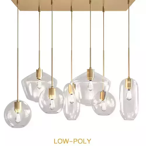 Sculptural Glass 7-Light Linear Chandelier low poly 3d model