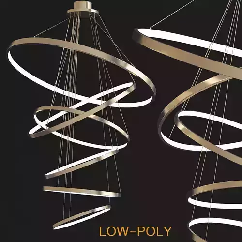 Ring Chandelier Gold low poly 3d model