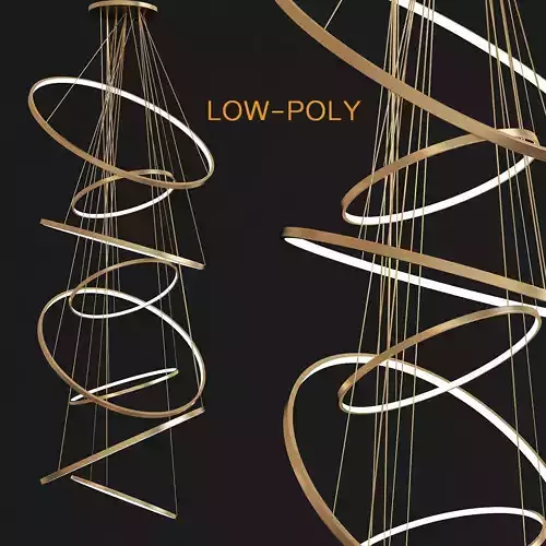 Modern LOHJA chandelier Circle Rings low poly 3d model