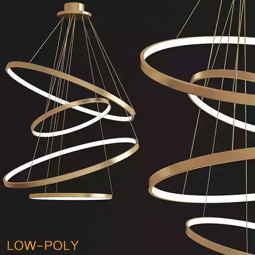 LED Swirl Four Ring Chandelier low poly 3d model
