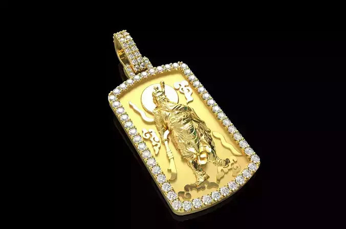 Guan Gong Diamond Pendant