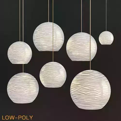 Large Paper Pendant Light Shades low poly 3d model