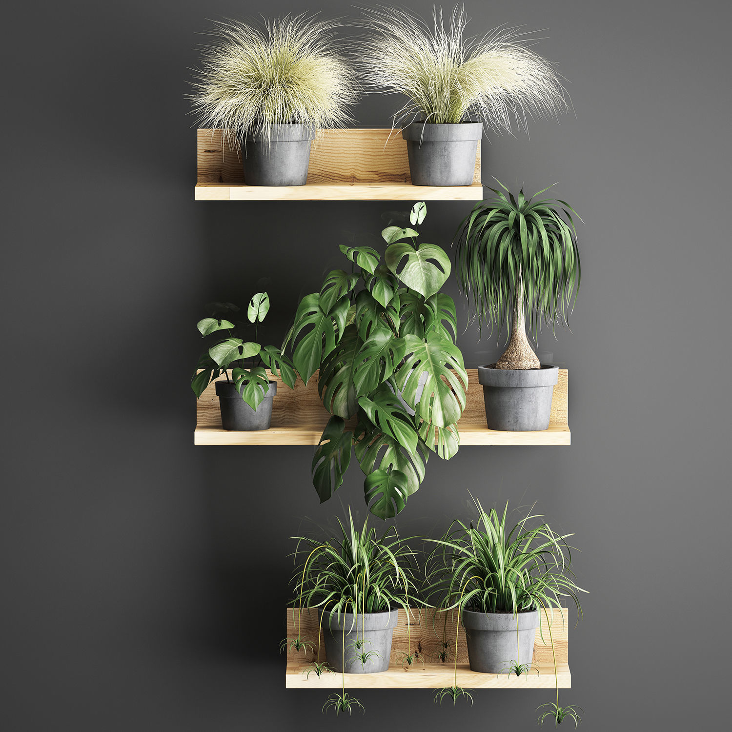 Plant set wall decor vertical garden 48 3D model_7