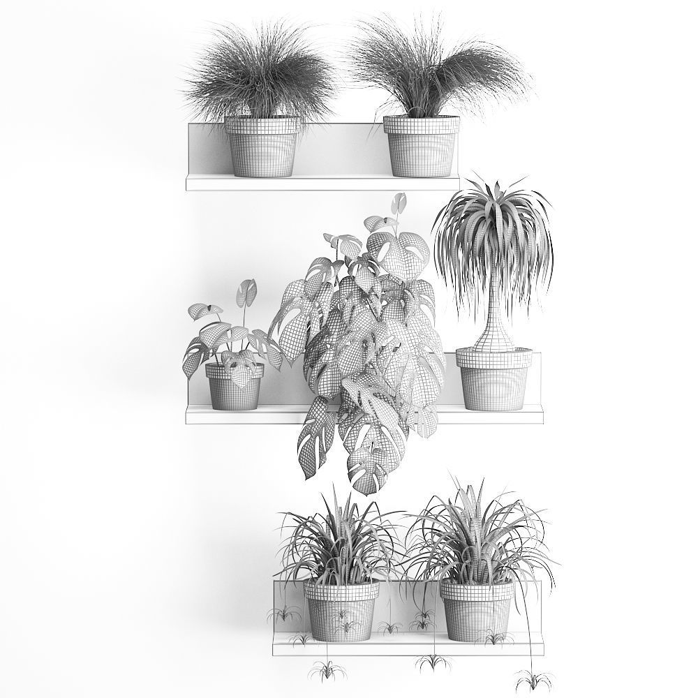 Plant set wall decor vertical garden 48 3D model_6