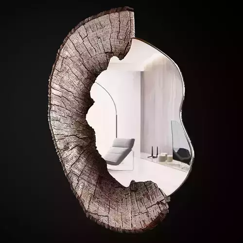 Wood round Mirror low poly 3d model