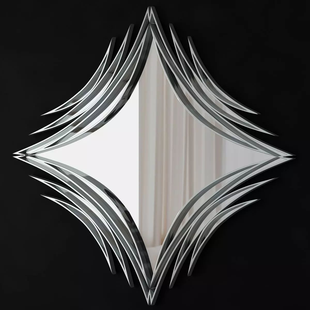 Charming Wall Mirror low poly 3d model Low-poly 3D model_0