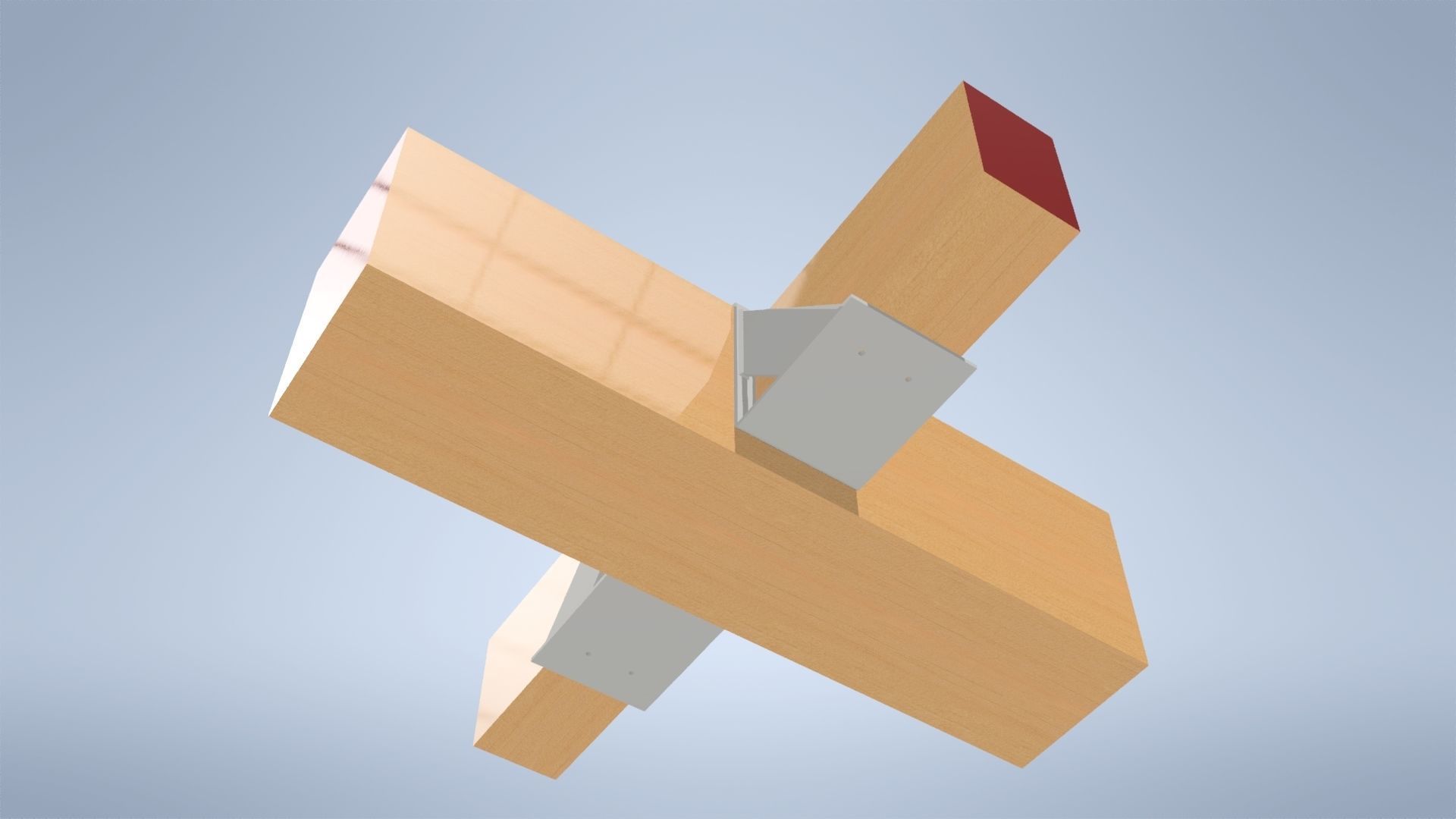 Wooden beam console - double Low-poly 3D model_6