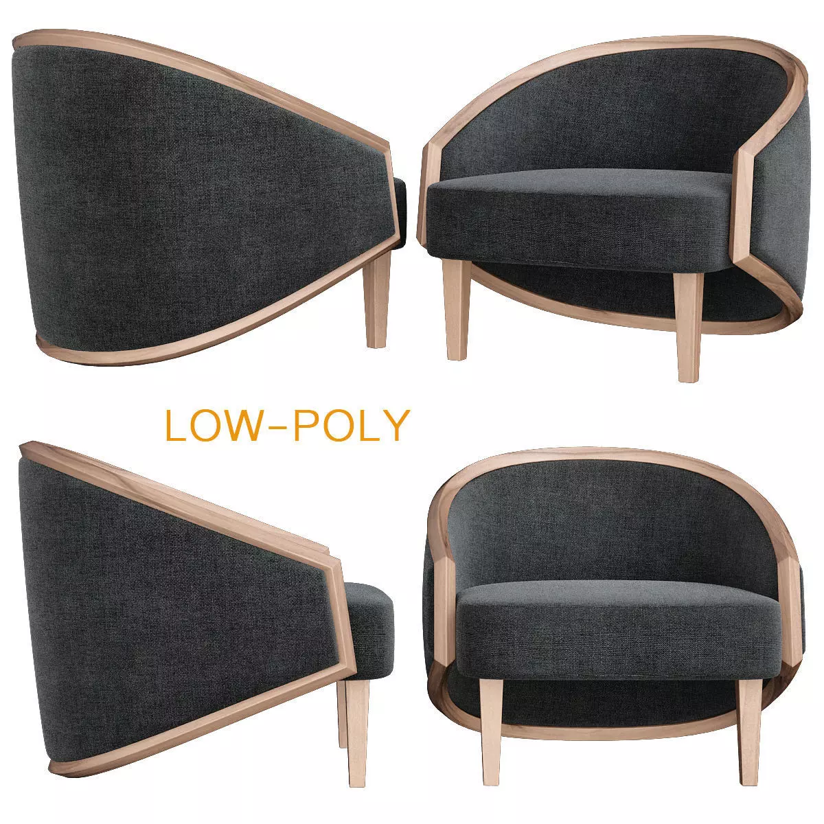 KOKOON Club chair low poly 3d model Low-poly 3D model_0