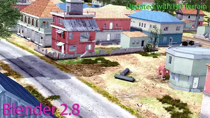 Pubg Pochinki 3d Map  Low-poly 3D model