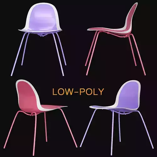 Italian designer coloured chair low poly 3d model