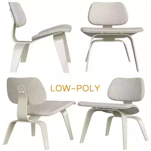 Eames Upholstered Molded Plywood Lounge Chair low poly 3d model