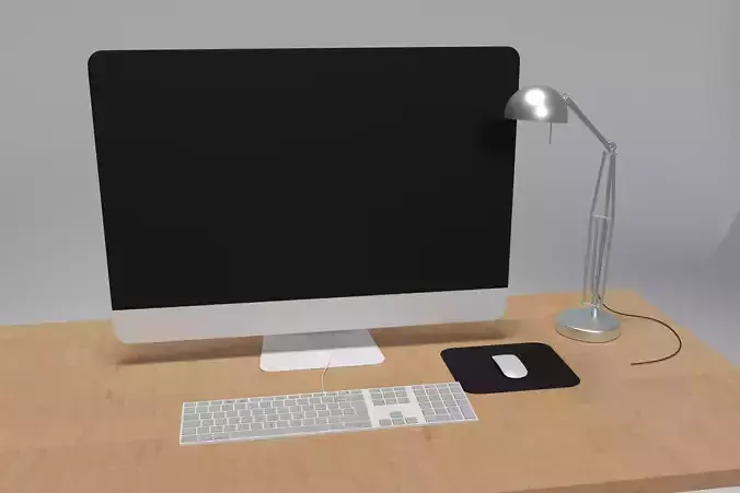 Office Desk Set 3D Model Low-poly 3D model