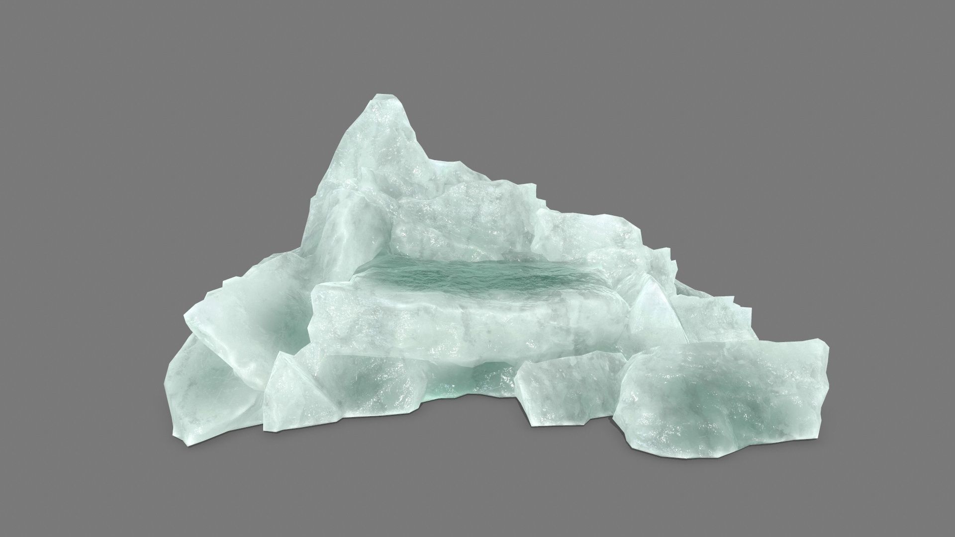 rocks mountain of water crystals Low-poly 3D model_1