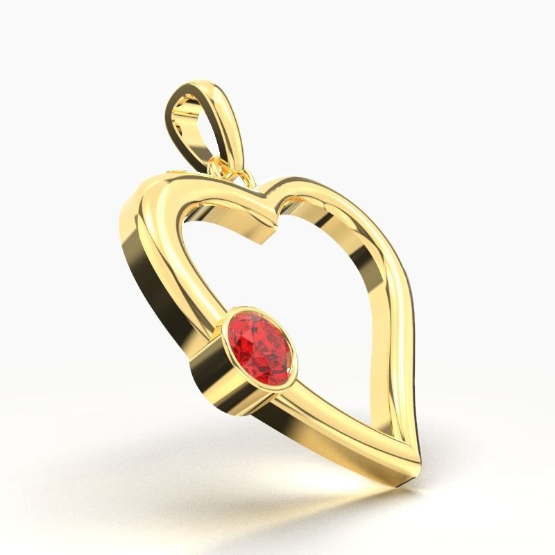 SINGLE RUBY HEART PENDANT 3D print model_1