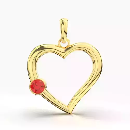 SINGLE RUBY HEART PENDANT