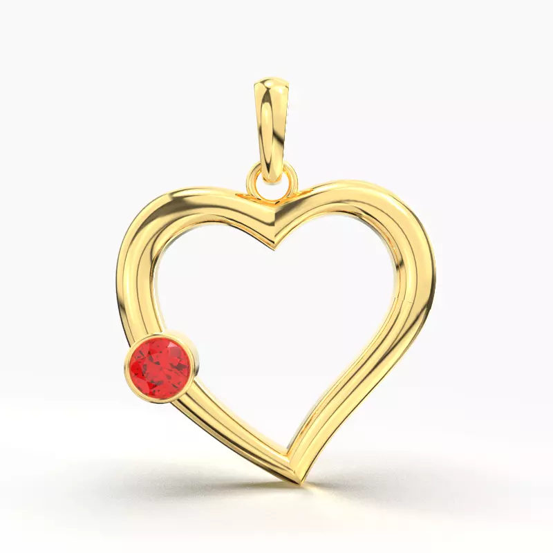 SINGLE RUBY HEART PENDANT 3D print model_0