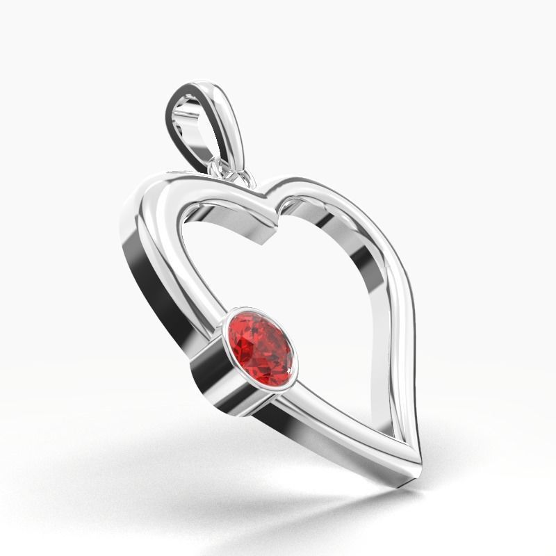 SINGLE RUBY HEART PENDANT 3D print model_8