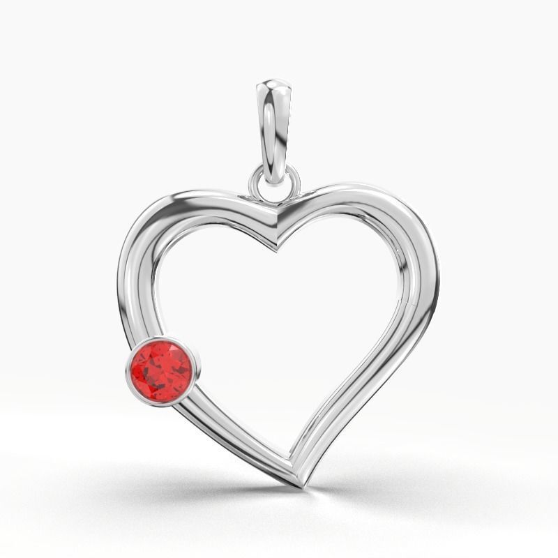 SINGLE RUBY HEART PENDANT 3D print model_7