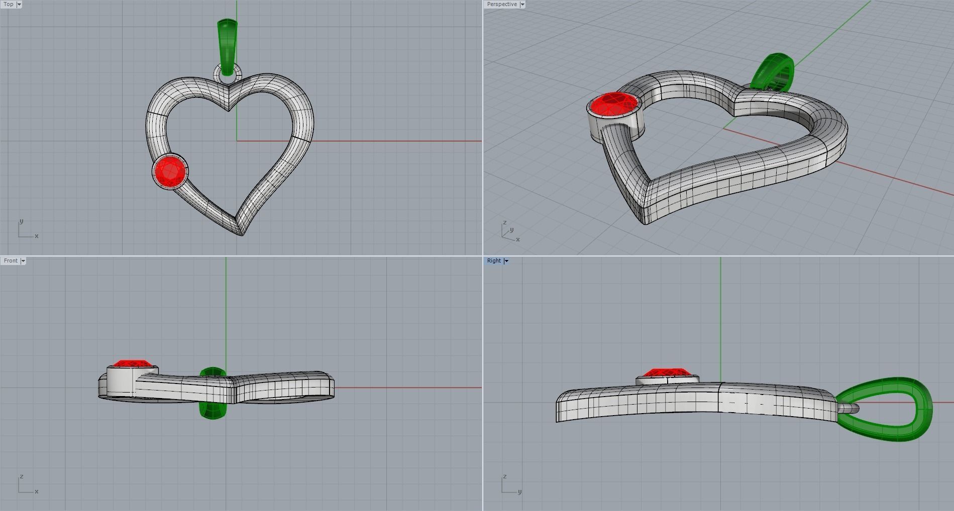 SINGLE RUBY HEART PENDANT 3D print model_4