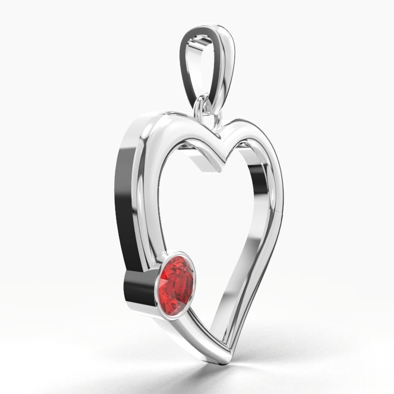 SINGLE RUBY HEART PENDANT 3D print model_9