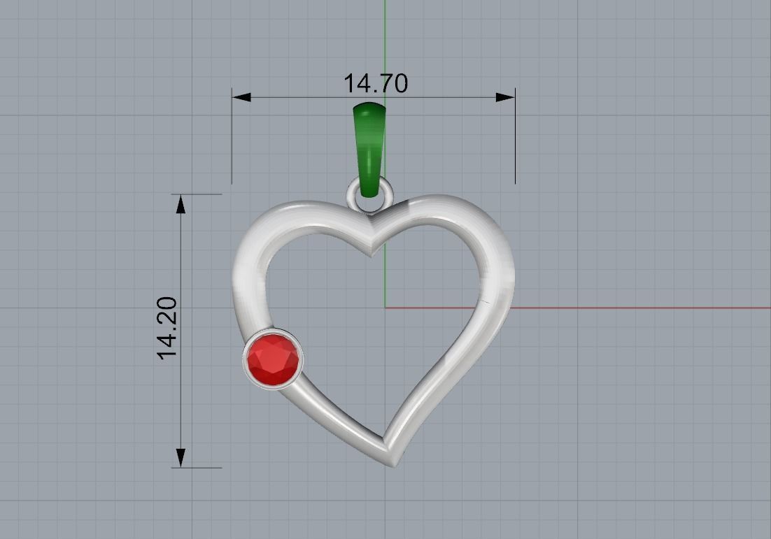 SINGLE RUBY HEART PENDANT 3D print model_5