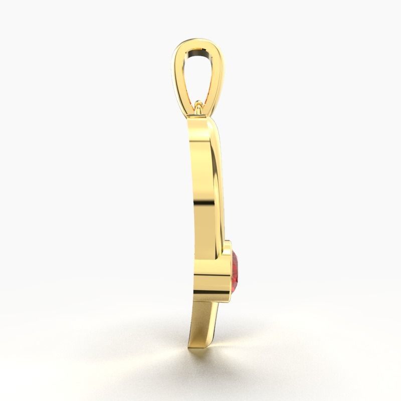 SINGLE RUBY HEART PENDANT 3D print model_3
