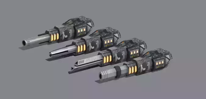 Railgun set Low-poly python futuristic weapon Low-poly 3D model