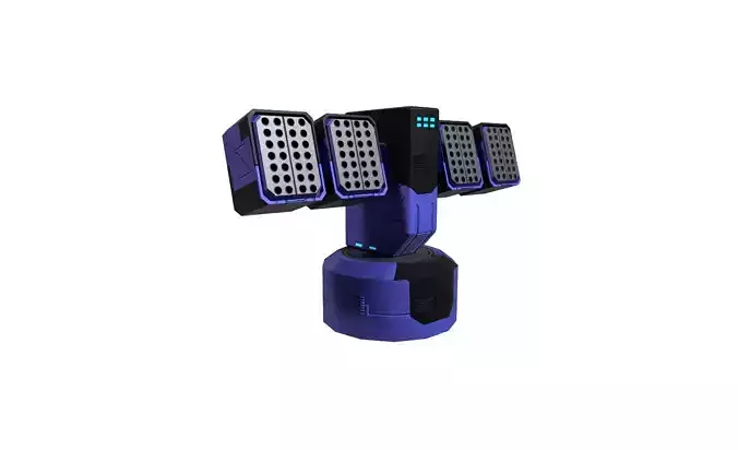 Sc fi Turret Blue Low-poly 3D model