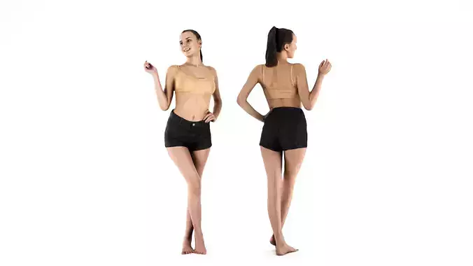 Sexy woman in nude top 55 Low-poly 3D model