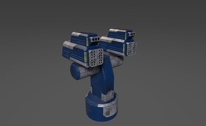 Si-Fi Turret blue Low-poly 3D model