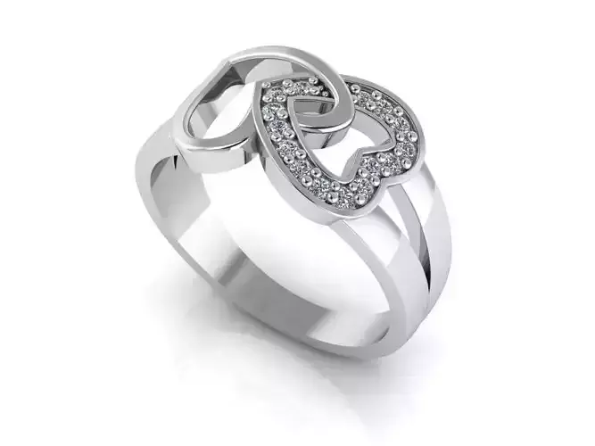 Rings with Hearts 3D print model 3 x sizes 