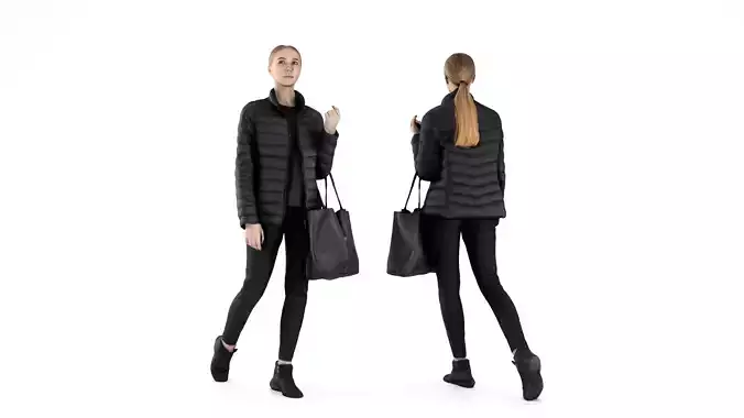 Blond woman walking 57 