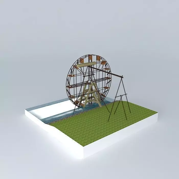 Sundanese bamboo waterwheel Free 3D model_0