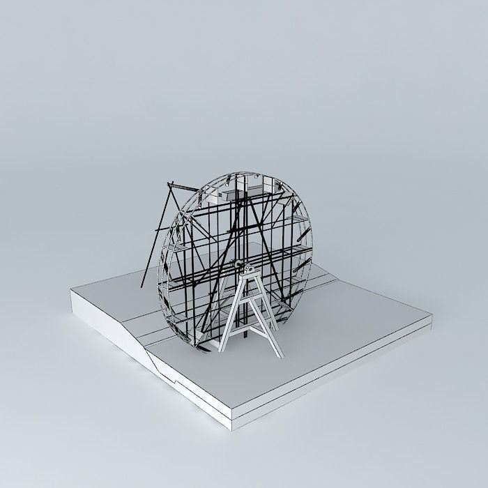 Sundanese bamboo waterwheel Free 3D model_4