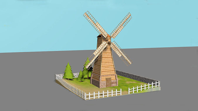 Farm with his surroundings Low-poly 3D model