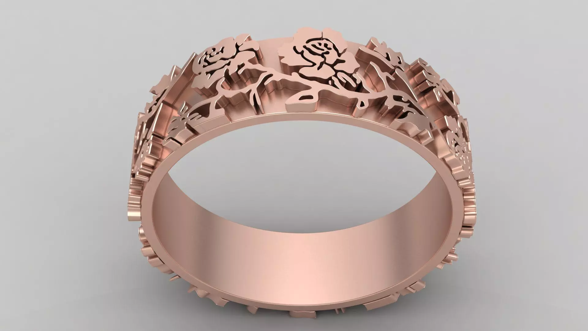 Rose Flower Gold Wedding Engagement Ring 3D print model