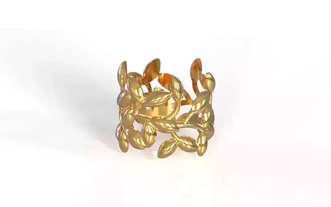 olive leaf band ring 3D print model